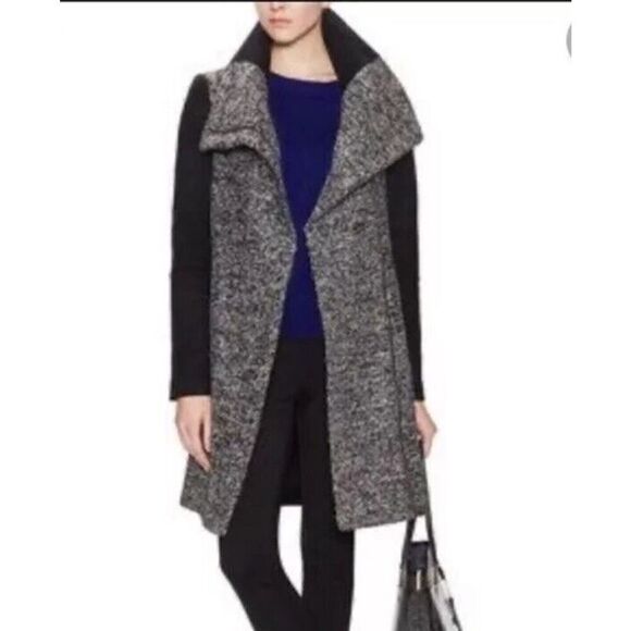 Diane Von Furstenberg Lulu Tech Boucle wool blend Long Jacket coat sz 6 - Picture 3 of 16